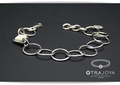 SILVER JUMP RINGS BRACELET WITH NATURAL IVORY PIECE