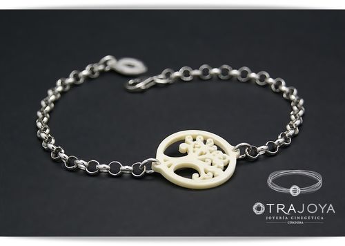 SILVER BRACELET WITH IVORY TREE OF LIFE